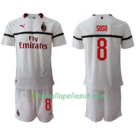 Jalkapallo Pelipaidat AC Milan Suso 8 Lasten Vieraspaita 2018-2019 Lyhythihainen